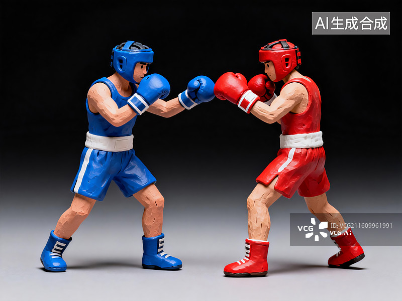 【AI数字艺术】拳击比赛中的两名拳击手图片素材