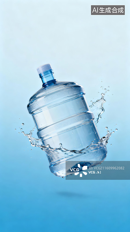 【AI数字艺术】蓝色背景的桶装水图片素材