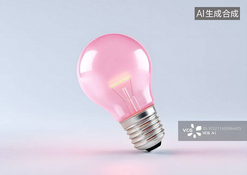 【AI数字艺术】一支粉红色卡通灯泡图片素材