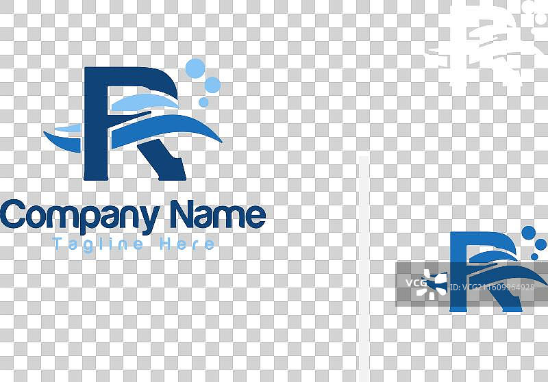 海浪图标和字母r的标志设计灵感图片素材