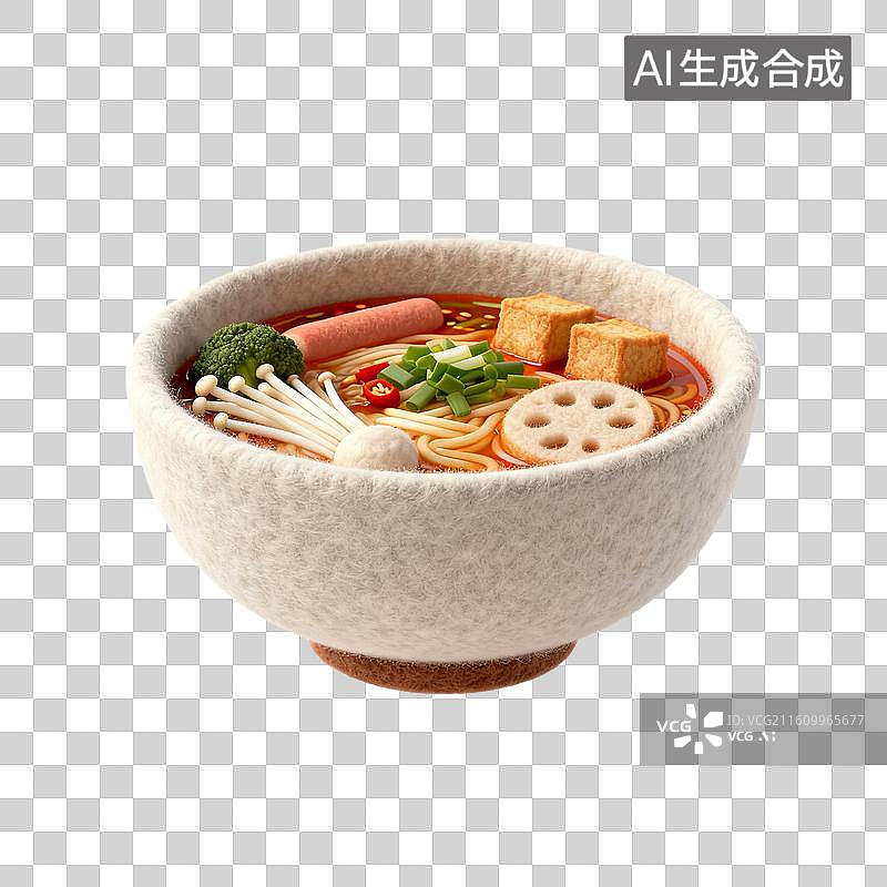 【AI数字艺术】羊毛毡碗装拉面美食图片素材