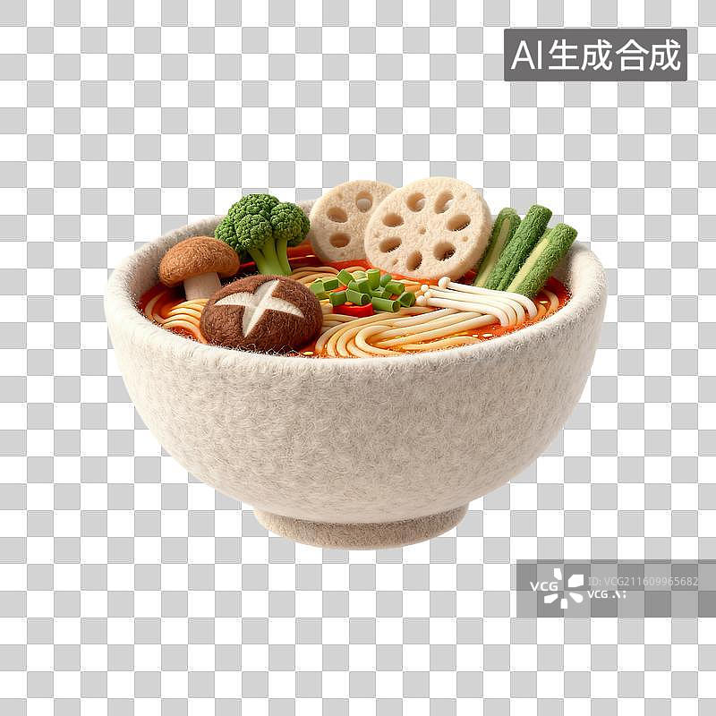 【AI数字艺术】羊毛毡碗装拉面美食图片素材