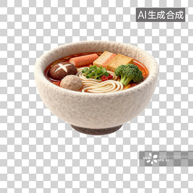 【AI数字艺术】羊毛毡碗装拉面美食图片素材