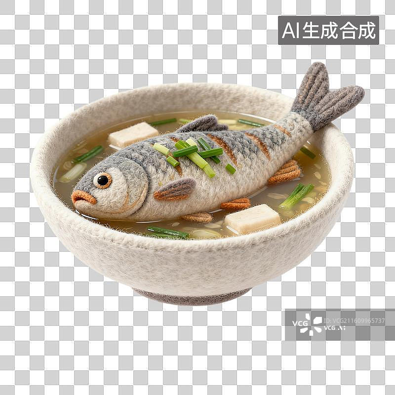 【AI数字艺术】手工钩织鲫鱼豆腐汤图片素材