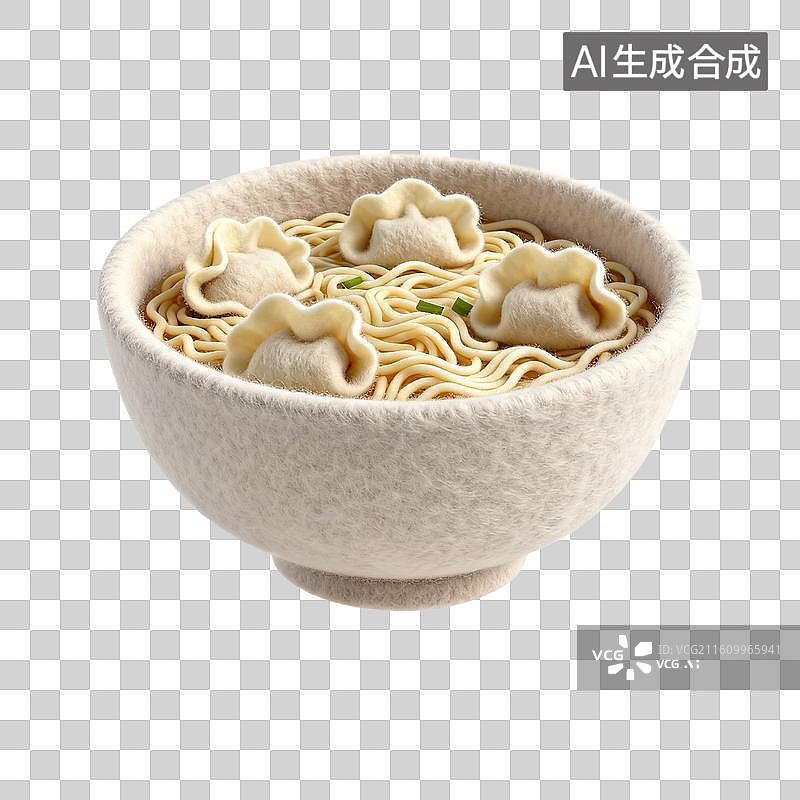 【AI数字艺术】手工毛毡碗馄饨面图片素材