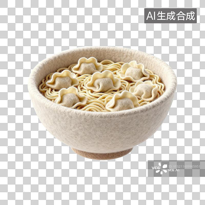 【AI数字艺术】手工毛毡碗馄饨面图片素材