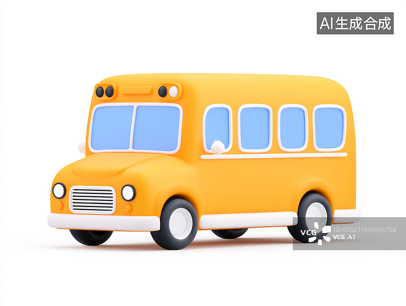 【AI数字艺术】黄色卡通校车图片素材