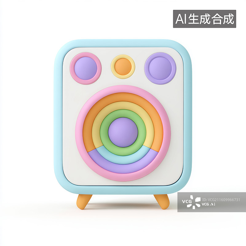 【AI数字艺术】一个马卡龙色卡通音响图片素材