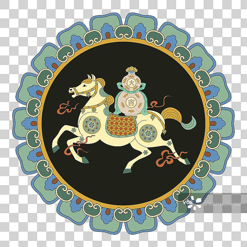 敦煌风马年马上有福国风矢量插画图片素材
