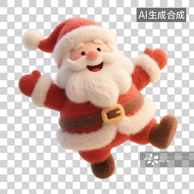 【AI数字艺术】3D渲染，羊毛毡质感，圣诞帽，圣诞老人，圣诞节，促销，免抠元素图片素材