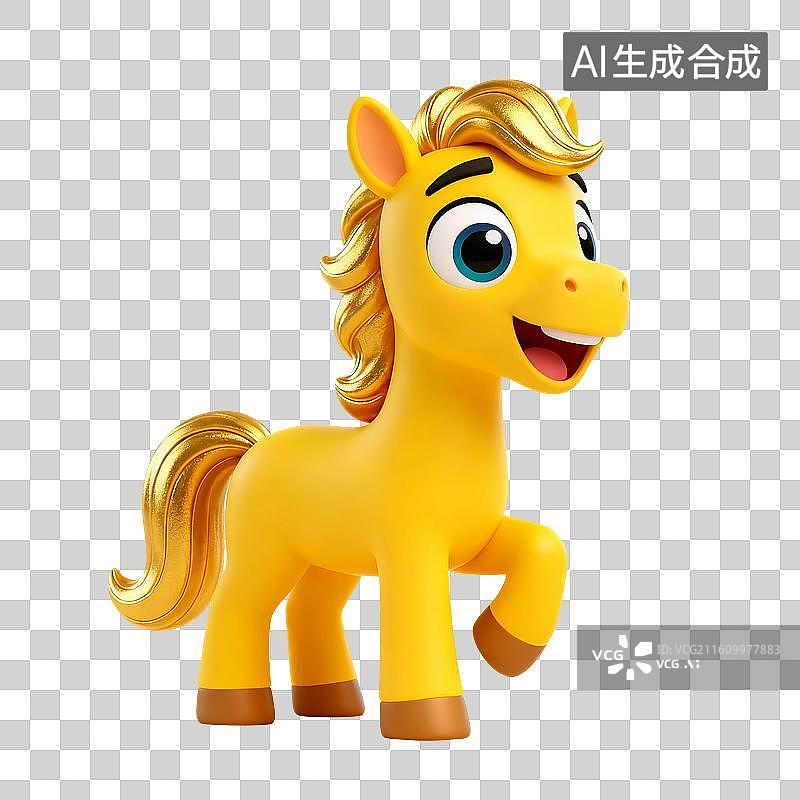 【AI数字艺术】3D渲染，可爱的的卡通小马，马年，马，马年春节促销，十二生肖，免抠元素图片素材