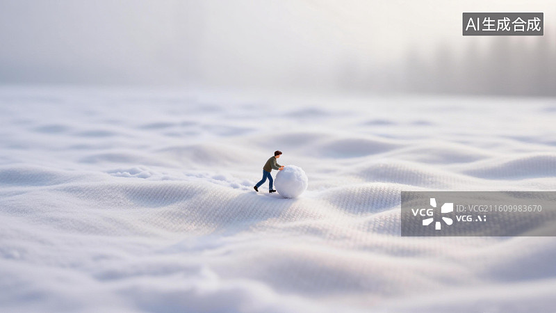 【AI数字艺术】冬日微缩模型雪景服饰创意海报背景图片素材