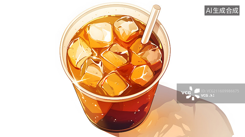【AI数字艺术】冰美式插画图片素材