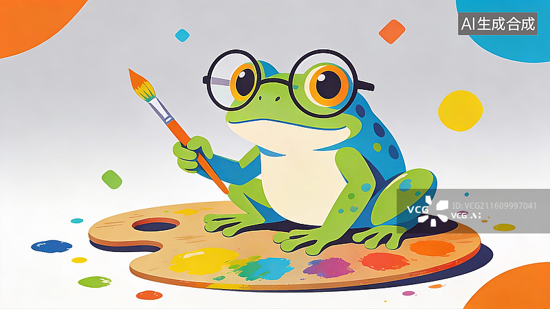 【AI数字艺术】爱绘画的小青蛙图片素材