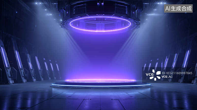 【AI数字艺术】未来科幻舱室空白屏展示背景素材图片素材