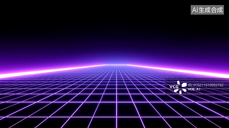 【AI数字艺术】紫霓虹网格复古未来科技背景素材图片素材