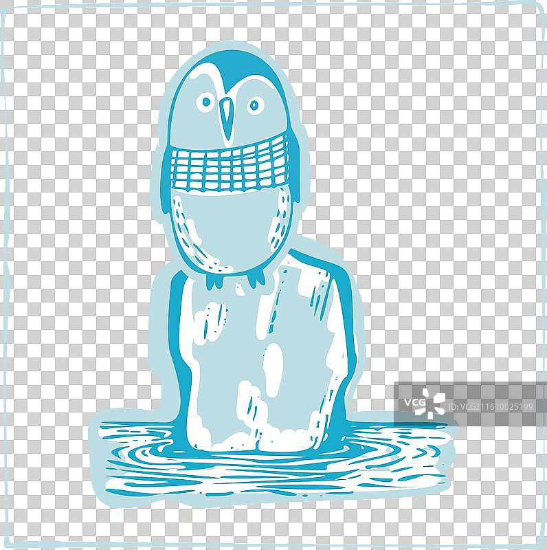 可爱的冬季企鹅图标，用于季节性插画图片素材