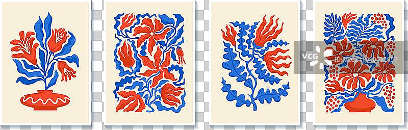 受马蒂斯启发的现代花卉海报图片素材