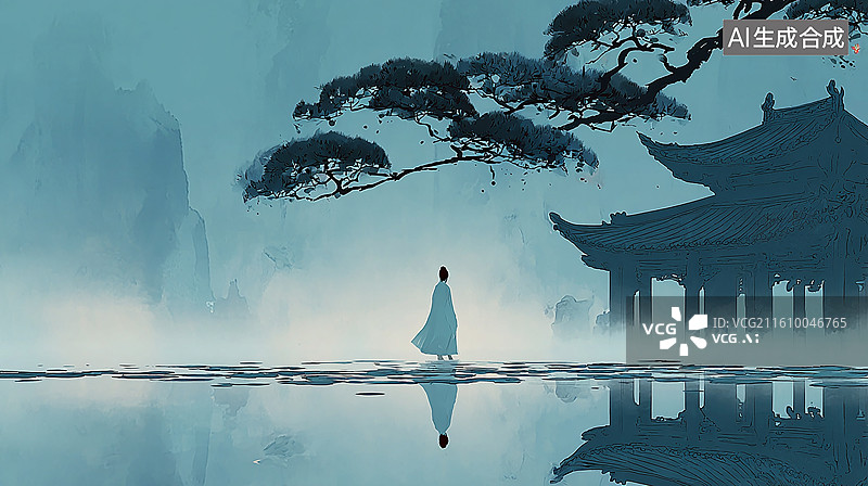【AI数字艺术】水墨江南古风人物意境图片素材