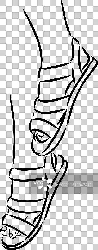 带状凉鞋轮廓图，带状凉鞋图片素材