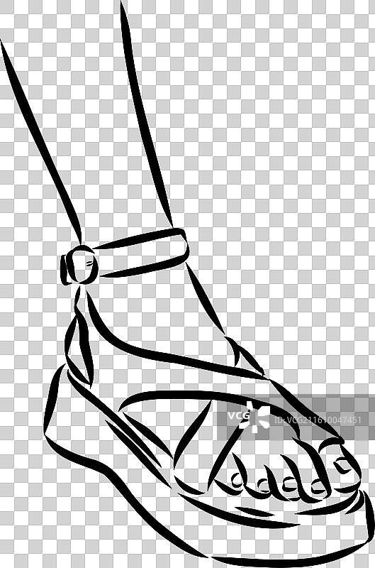 带状凉鞋轮廓图，带状凉鞋，在图片素材