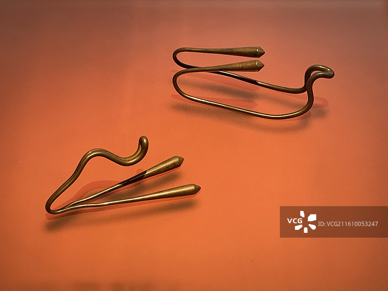 曲角银钗 西夏 宁夏博物馆 1976年宁夏灵武市临河高庙台出土图片素材