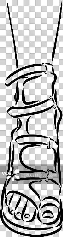 带状凉鞋轮廓图，带状凉鞋，一双图片素材