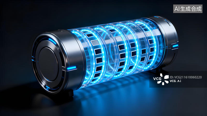 【AI数字艺术】发光的未来科技电池图片素材