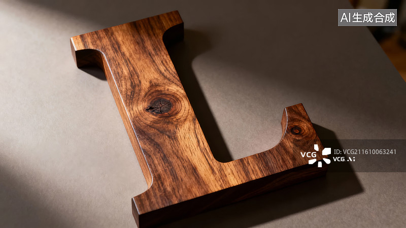 【AI数字艺术】木质字母L摆件图片素材