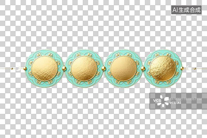【AI数字艺术】四枚圆形装饰物串联排列图片素材