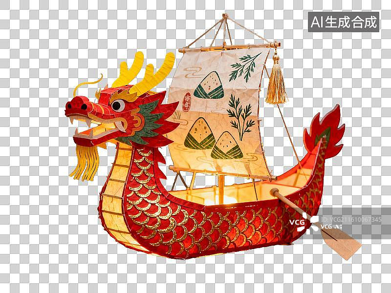 【AI数字艺术】红色龙舟灯笼装饰品图片素材