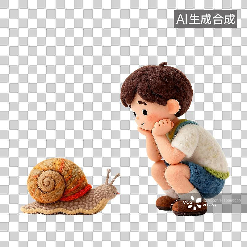 【AI数字艺术】可爱毛毡风儿童活动元素建模图片素材