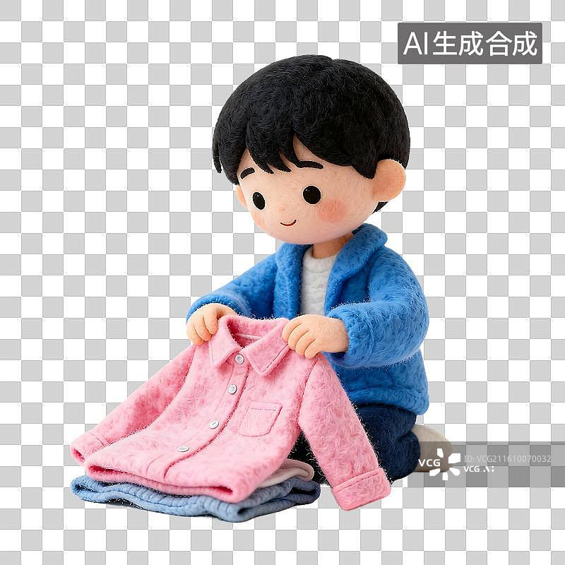 【AI数字艺术】可爱毛毡风儿童活动元素建模图片素材