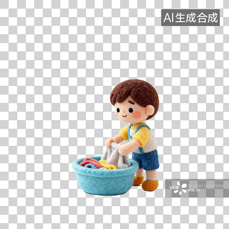 【AI数字艺术】可爱毛毡风儿童活动元素建模图片素材