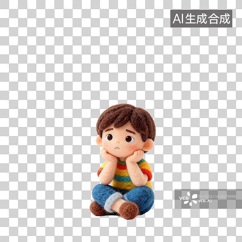 【AI数字艺术】可爱毛毡风儿童活动元素建模图片素材