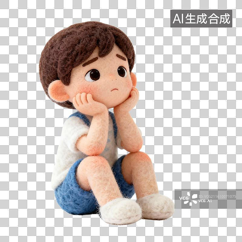 【AI数字艺术】可爱毛毡风儿童活动元素建模图片素材