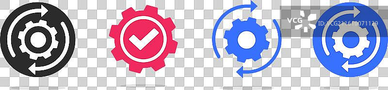 齿轮图标与对勾，象征维护图片素材