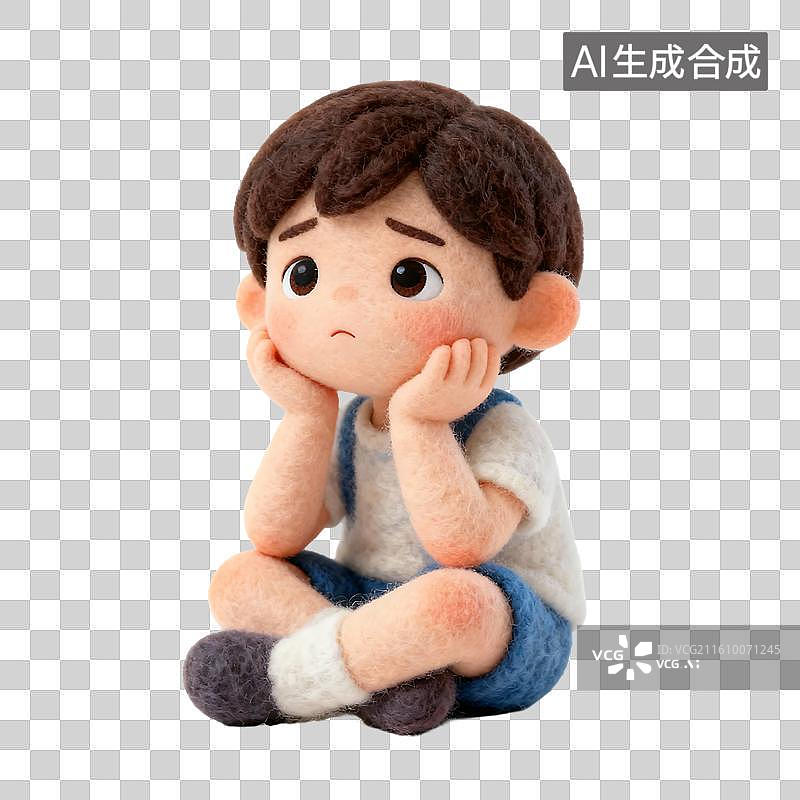 【AI数字艺术】可爱毛毡风儿童活动元素建模图片素材