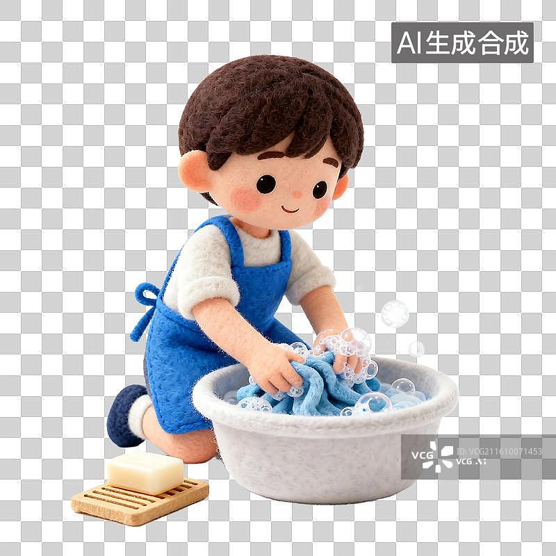 【AI数字艺术】可爱毛毡风儿童活动元素建模图片素材