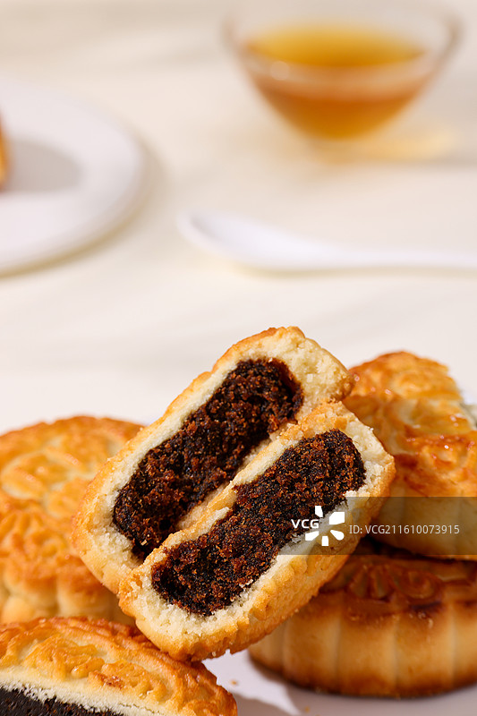 金丝枣蓉月饼图片素材