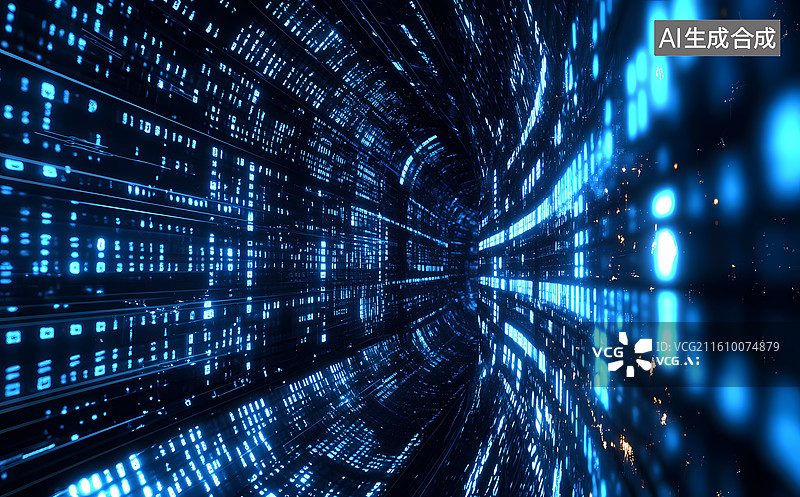 【AI数字艺术】二进制代码的未来世界图片素材