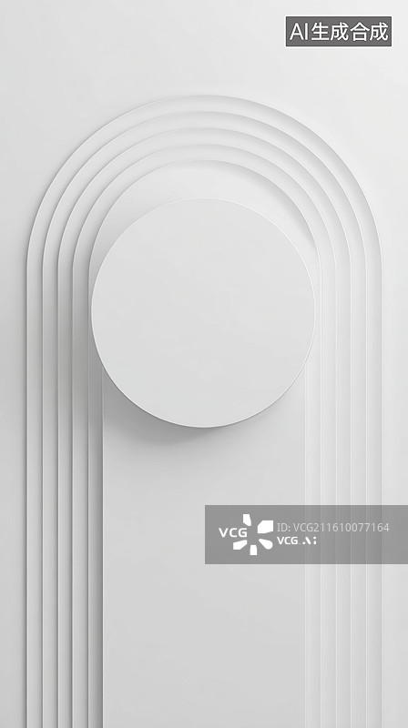 【AI数字艺术】白色圆形与弧线构成的抽象图案图片素材