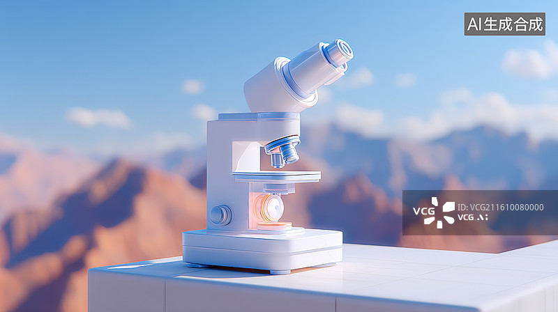 【AI数字艺术】山巅上的数字显微镜图片素材