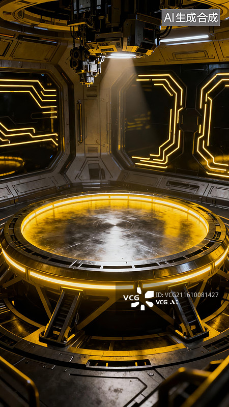【AI数字艺术】科幻舱室科技感太空场景图片素材