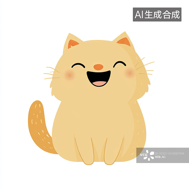 【AI数字艺术】可爱的卡通猫咪笑脸图片素材
