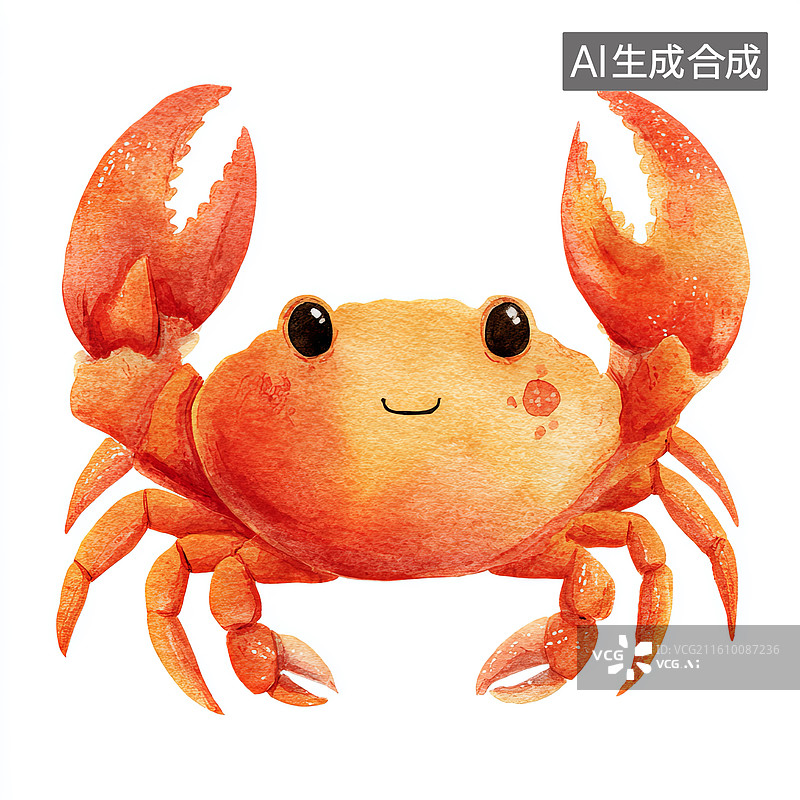 【AI数字艺术】卡通风格的红色螃蟹插画图片素材