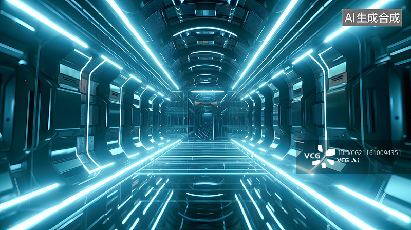 【AI数字艺术】科技背景，时空隧道，人造空间图图片素材