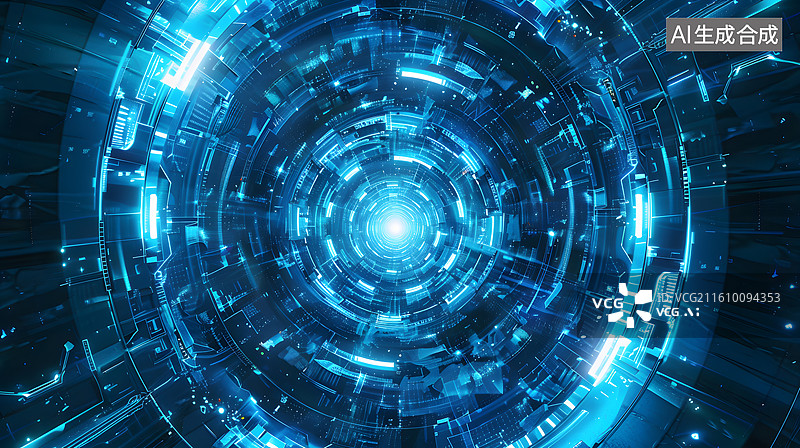 【AI数字艺术】科技背景，时空隧道，人造空间图图片素材