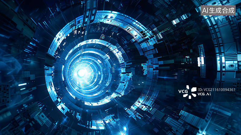 【AI数字艺术】科技背景，时空隧道，人造空间图图片素材