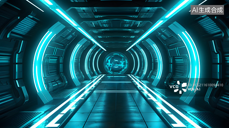 【AI数字艺术】科技背景，时空隧道，人造空间图图片素材